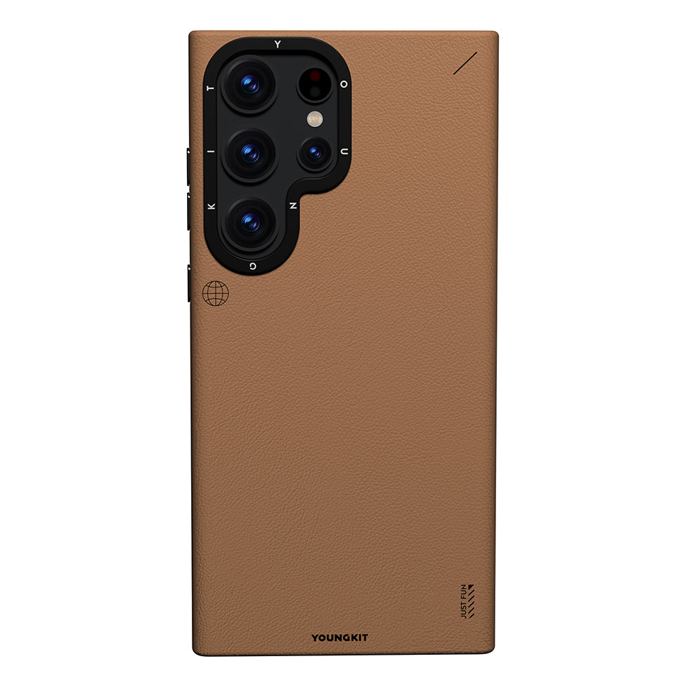 Youngkit Tech Fashion Serisi Galaxy S23 Ultra Basit Mat Deri Desenli M-safe Kılıf Youngkit Tech Fashion Serisi Galaxy S23 Ultra Basit Mat Deri Desenli M-safe Kılıf
